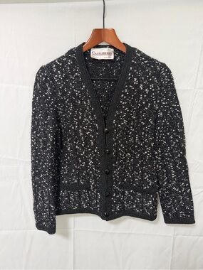 Castleberry Black & White Speckled Knit Cardigan